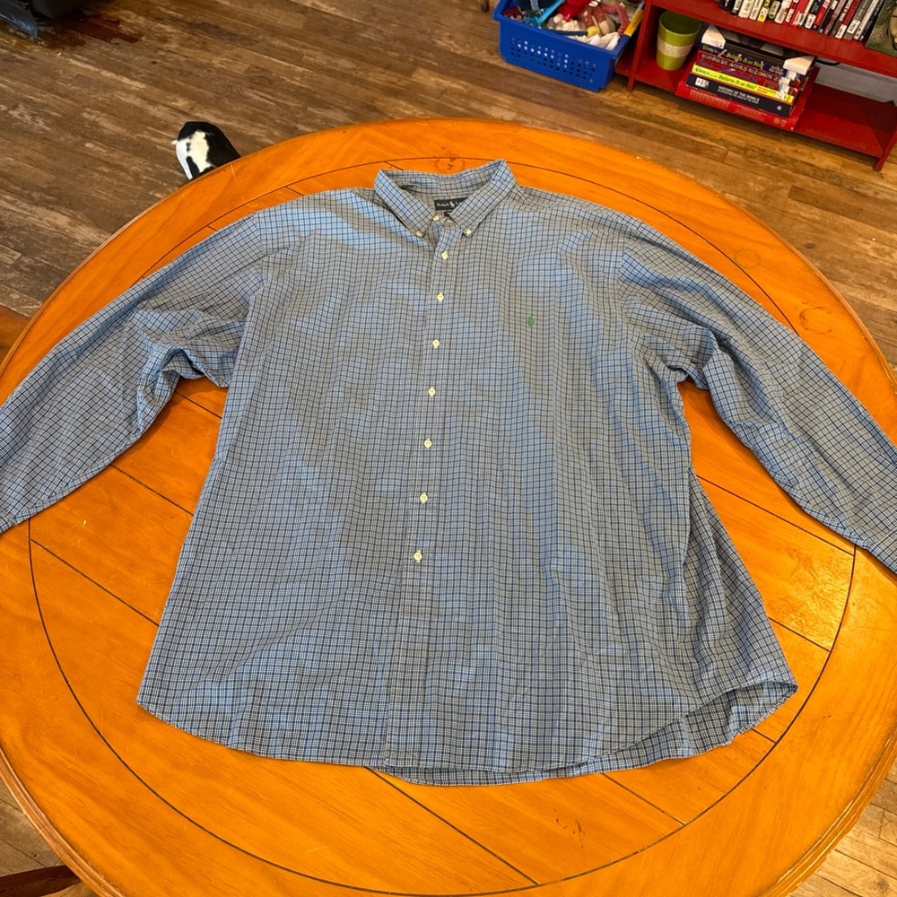 Ralph Lauren Navy Checkered Button-Down Shirt